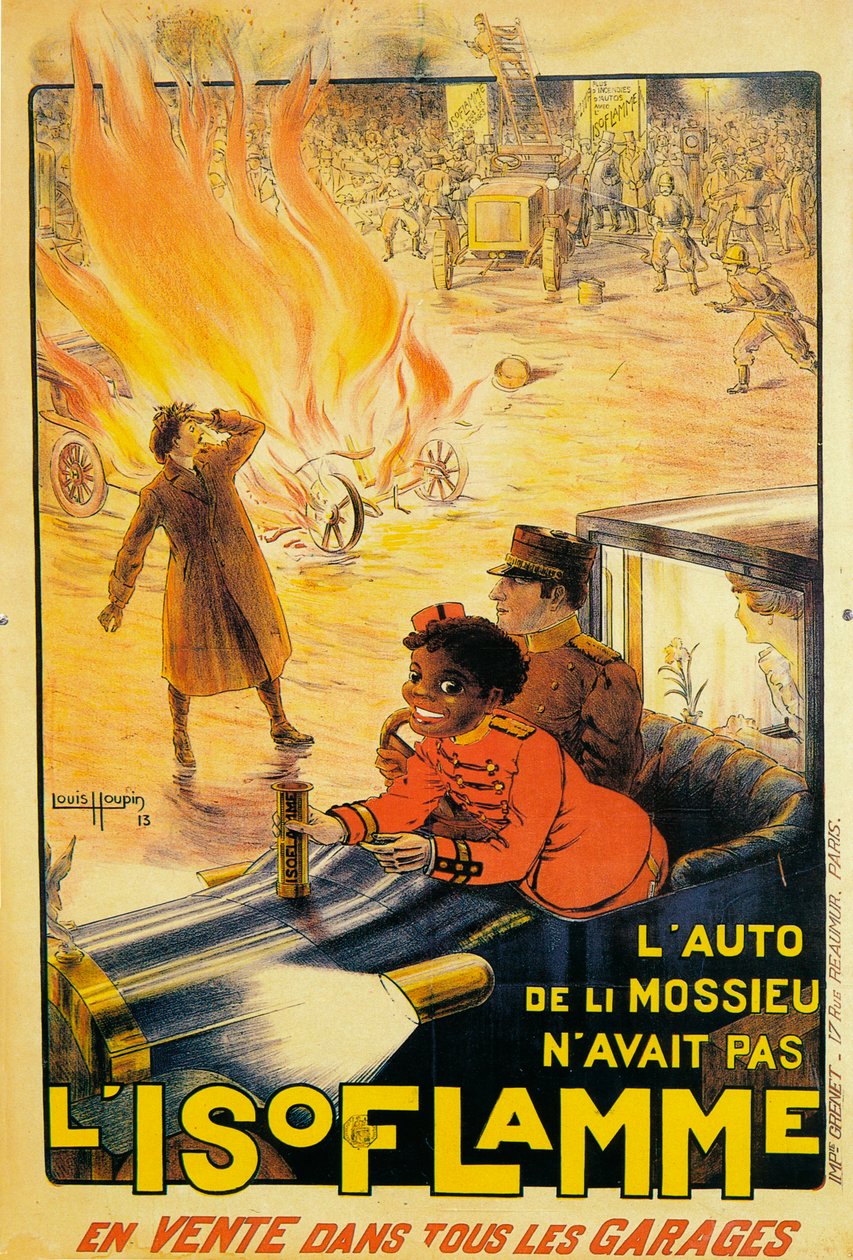 Isoflamme-sammuttimien mainos, 1913 tekijältä Louis Houpin