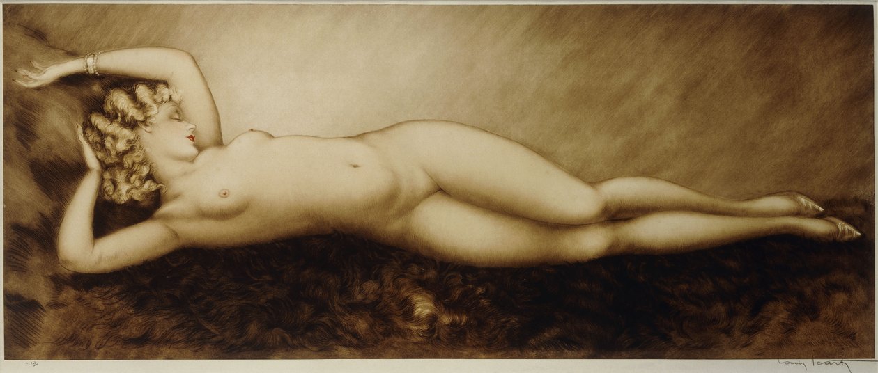 Repose, n. 1934 (etsaus ja kuivakärki, painettu väreinä) tekijältä Louis Icart