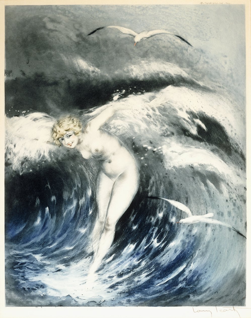 Venus in the Waves, n. 1931 (värietsaus ja kuivapiste) tekijältä Louis Icart