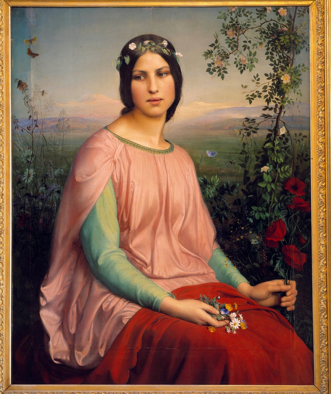 Kentän kukat. Anne Francois Louis Janmotin (1814-1892) maalaus tekijältä Louis Janmot