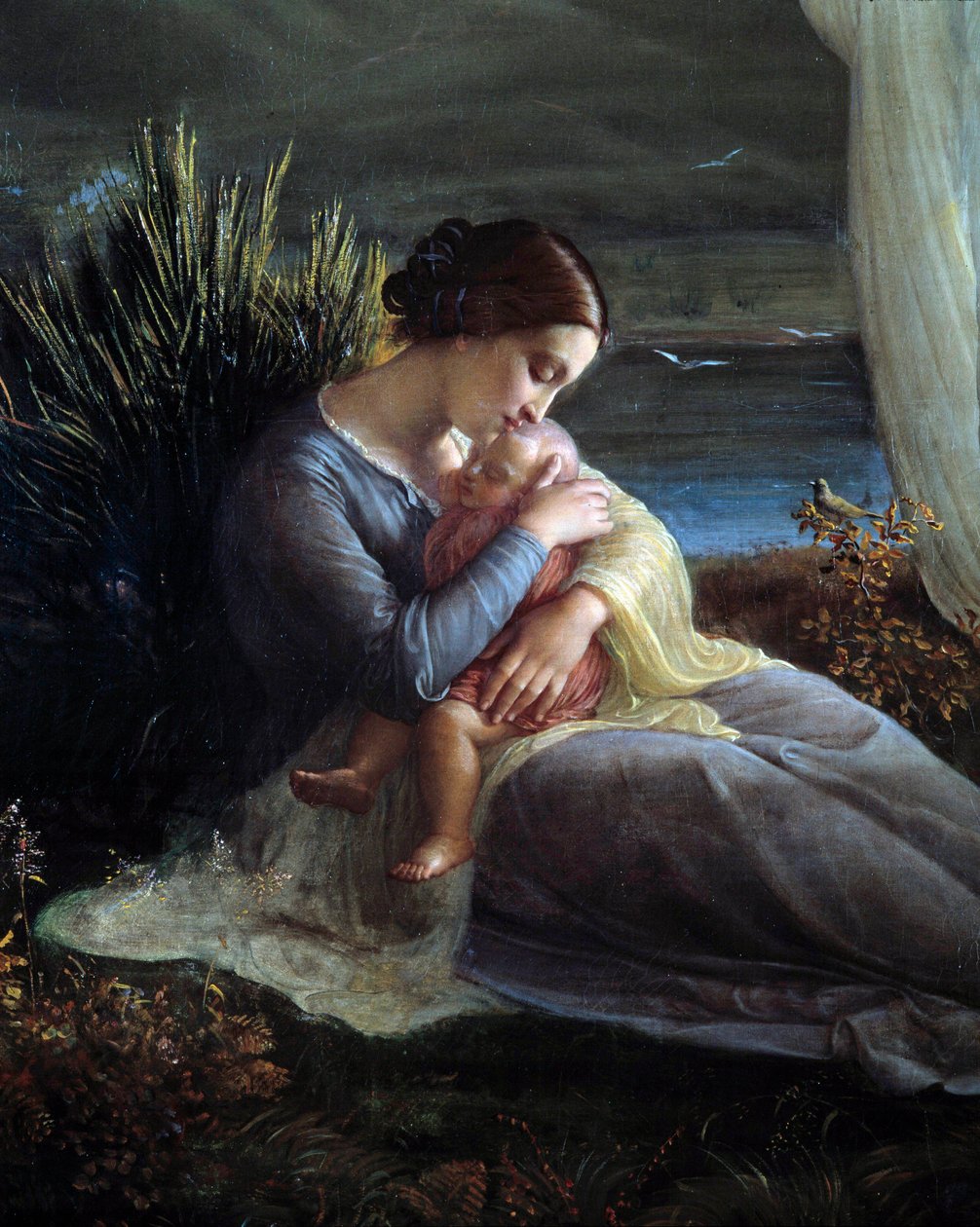 Sielun runo; Enkeli ja äiti, yksityiskohta äidistä ja lapsesta tekijältä Louis Janmot