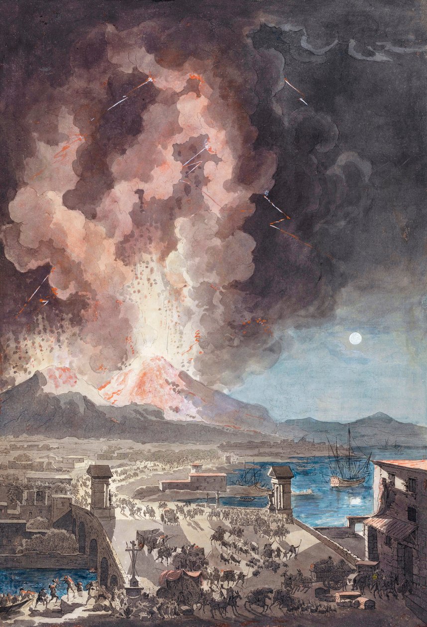 Vesuvius-vuoren purkaus, Italia, 1779. tekijältä Louis Jean (after) Desprez
