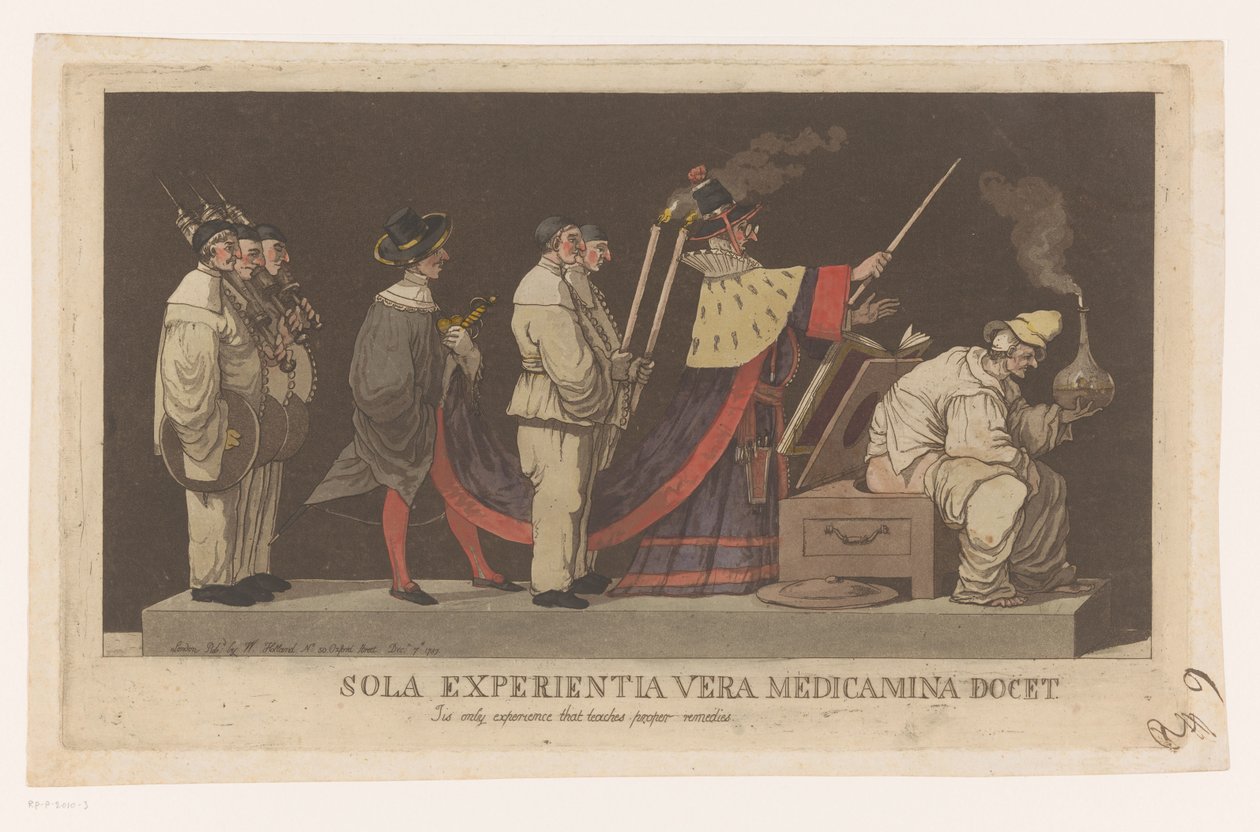 Paraati quackilla Sola Experientia vera medicamina docet / Ainoa kokemus, joka opettaa oikeat parannuskeinot (otsikko esineessä) tekijältä Louis Jean Desprez (attributed to)