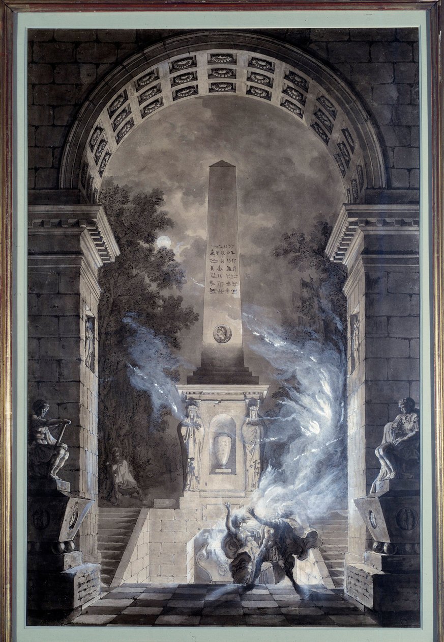 Lavastus: Jean Louis Desprezin (1743-1804) toteuttama sisustusprojekti Francois Marie Arouet dit Voltairen (1694-1778) (1748) teokselle "Semiramis" 1784. Säilyke Ticinossa. tekijältä Louis Jean Desprez