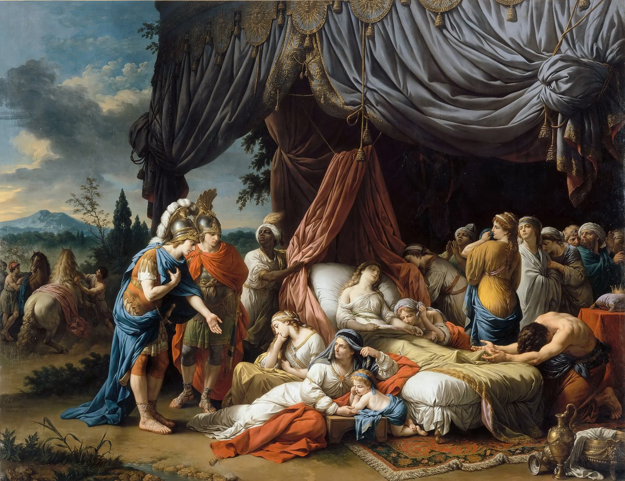 Aleksanteri Suuri ja Hephaestion Dareios III:n vaimon kuolinsängyssä tekijältä Louis Jean François Lagrenée