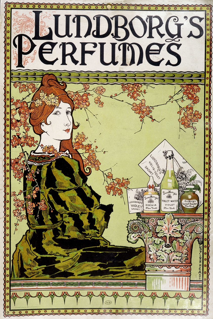 Mainos tuoksusta "" Lundborg"" - kirjoittanut Rhead, v.1895 tekijältä Louis John Rhead