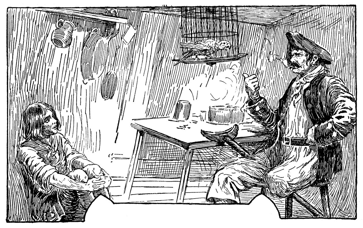 Louis Rheadin (1857-1926) kuvitus Robert Louis Stevensonin (1850-1894) romaanille "Treasure Island" 1915 tekijältä Louis John Rhead
