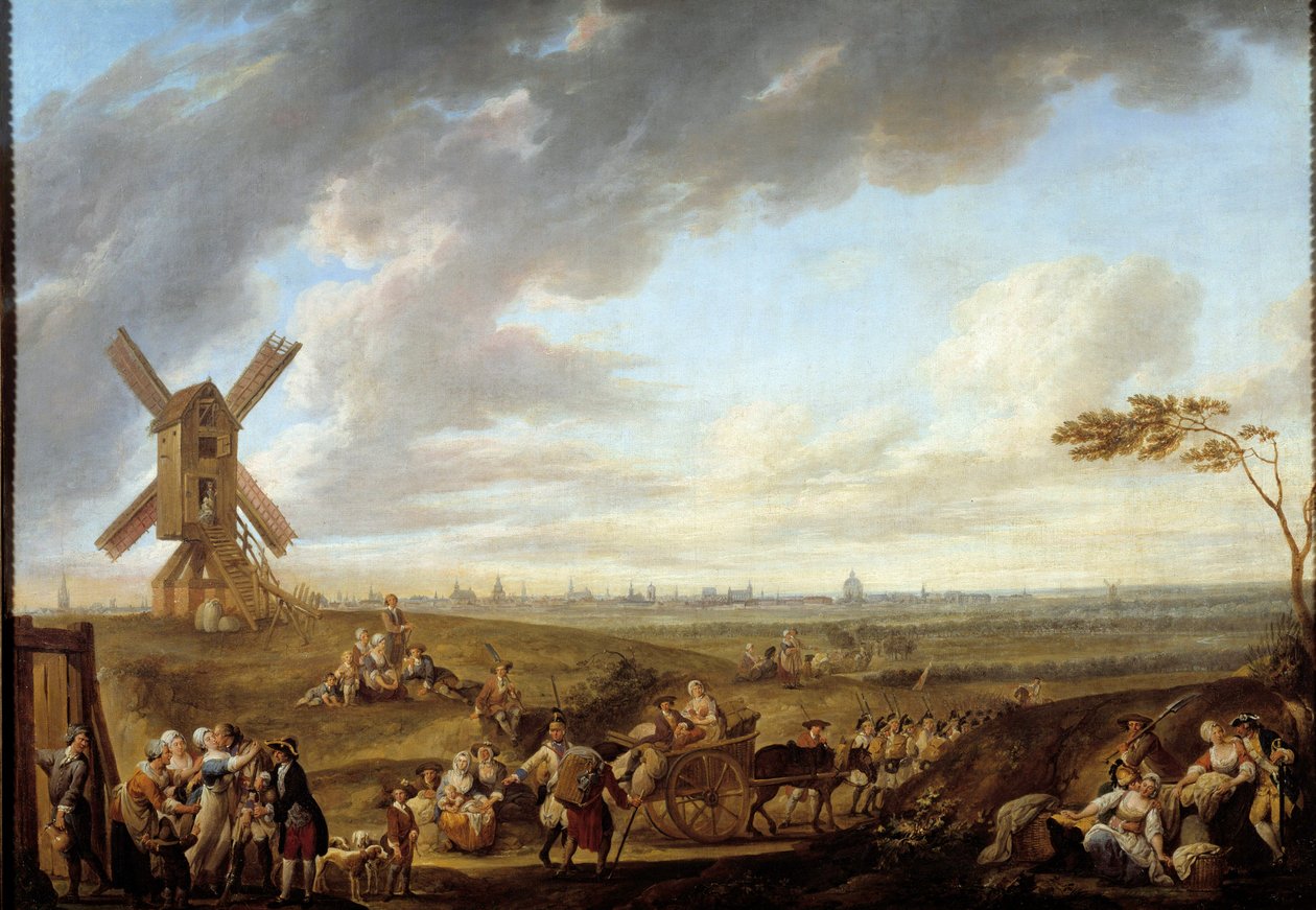 Näkymä Lillestä Marcqin jumalalta. Louis Joseph Watteau dit Watteau de Lille (1731-1798) tekijältä Louis Joseph  Watteau