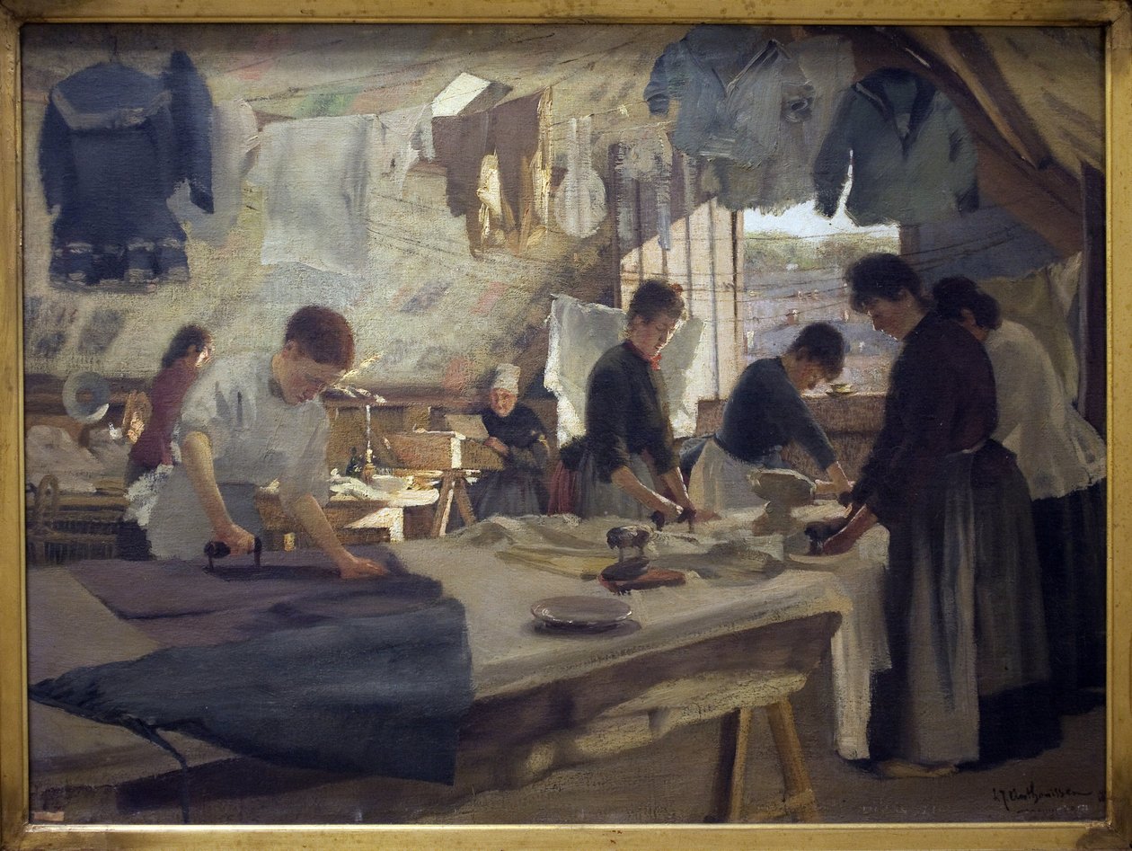 Viiltäjän työpaja Trouvillessa. Louis Joseph Anthonissenin (1849-1913) maalaus Öljy kankaalle tekijältä Louis Joseph Anthonissen