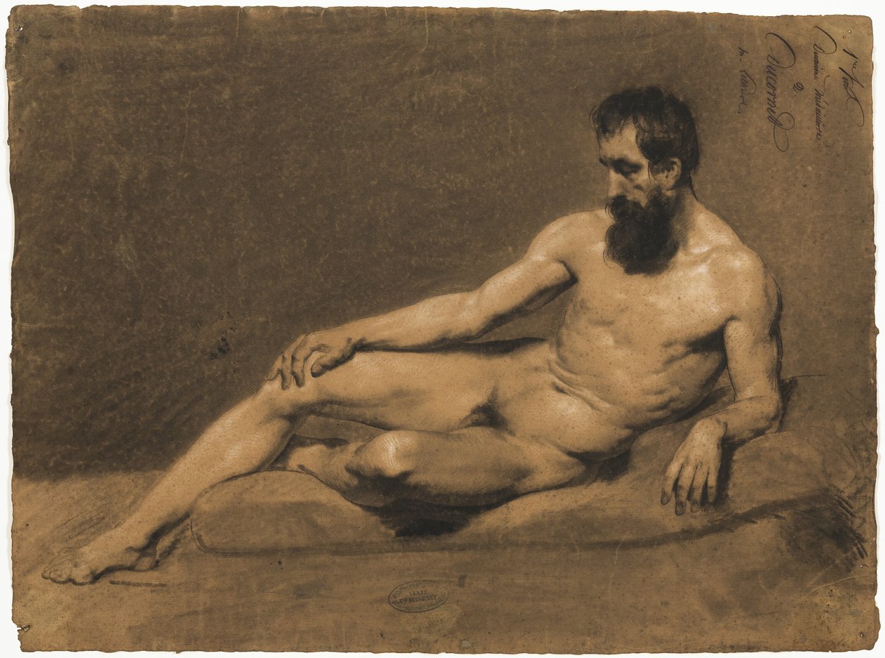 Makuuasennossa oleva miespuolinen alaston tekijältä Louis Joseph Cesar Ducornet