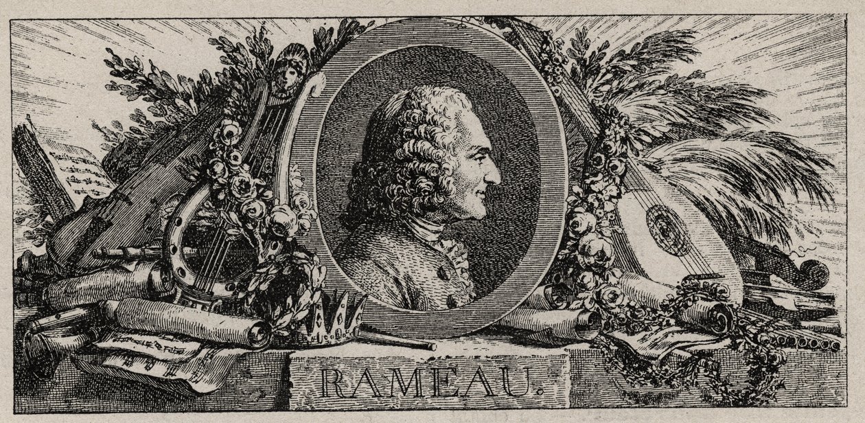 Jean-Philippe Rameau (1683-1764) muotokuva Louis-Joseph Masquelierin kaiverruksesta tekijältä Louis Joseph I Masquelier