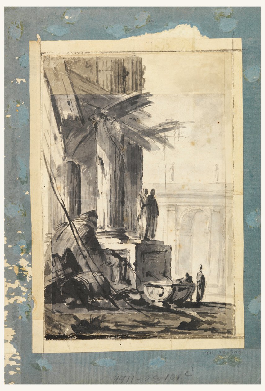 Piirros, Rauniofantasia, n. 1762 tekijältä Louis Joseph Le Lorrain