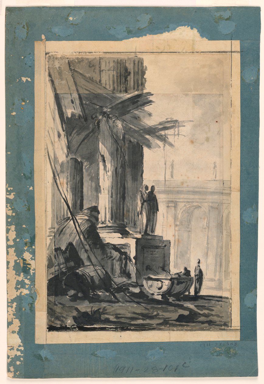 Piirros, Rauniofantasia, n. 1762 tekijältä Louis Joseph Le Lorrain