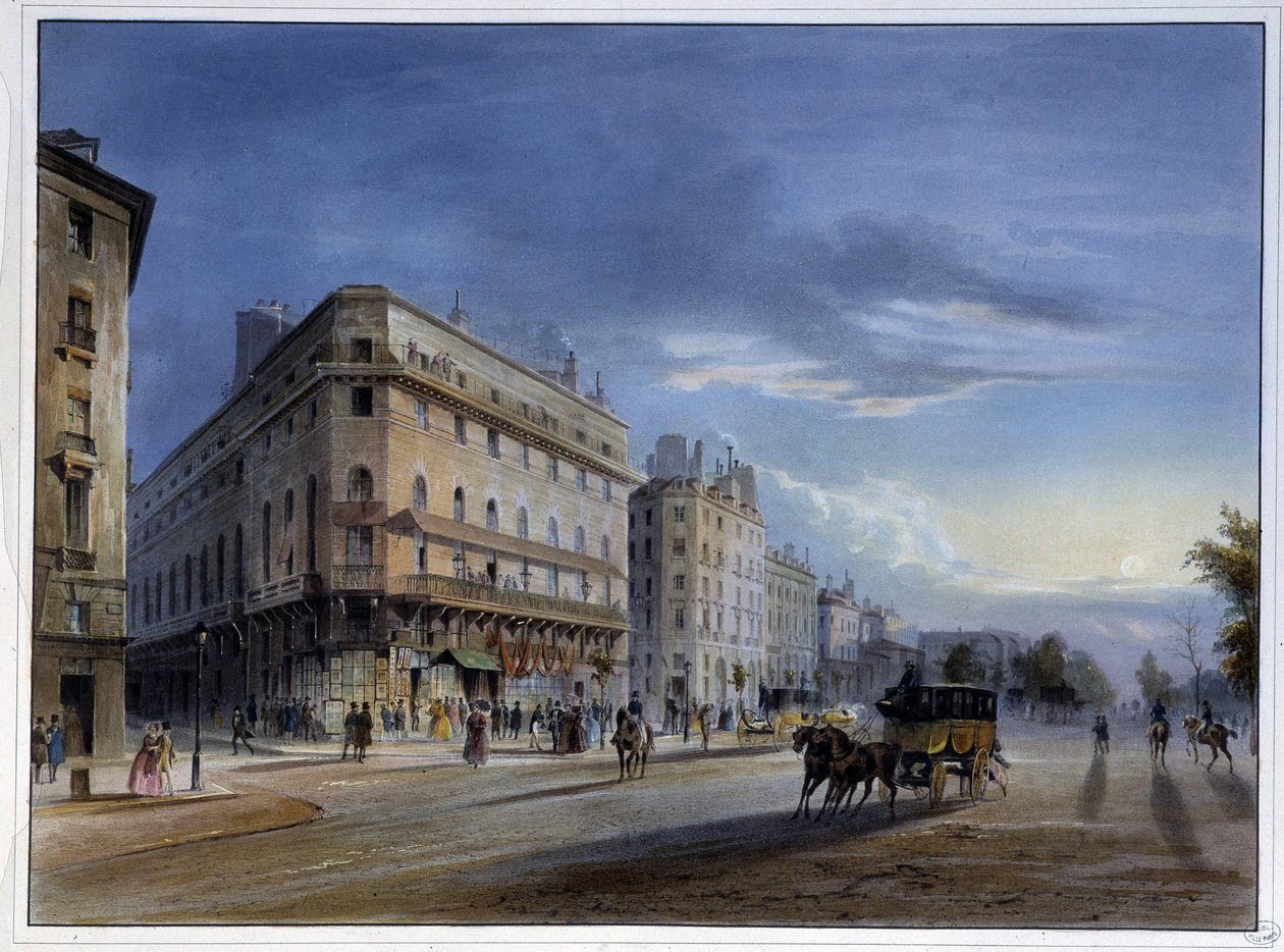 Boulevard des Italiens - paikassa "" Paris en 1837", kirjoittanut Arnout tekijältä Louis Jules Arnout