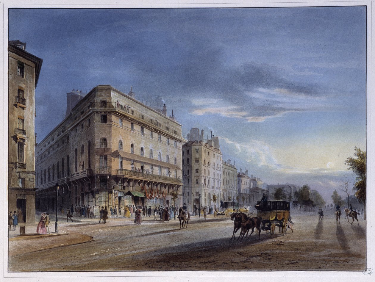 Boulevard des italiens - "" Paris en 1837" -kirjoituksessa, kirjoittanut Arnout tekijältä Louis Jules Arnout