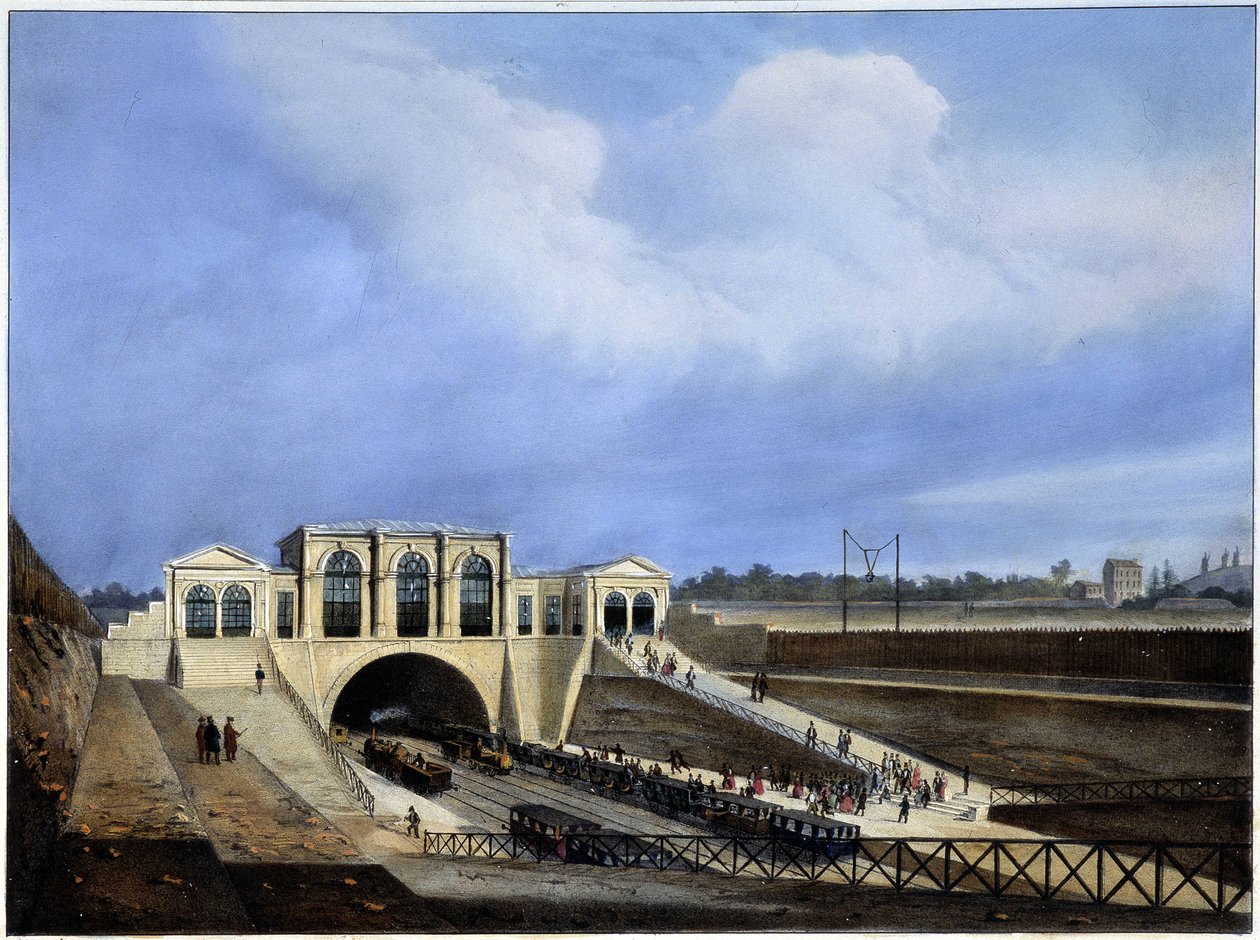 Rautatie Pariisista Saint Germainiin - Arnoutin "Pariisissa vuonna 1837". tekijältä Louis Jules Arnout