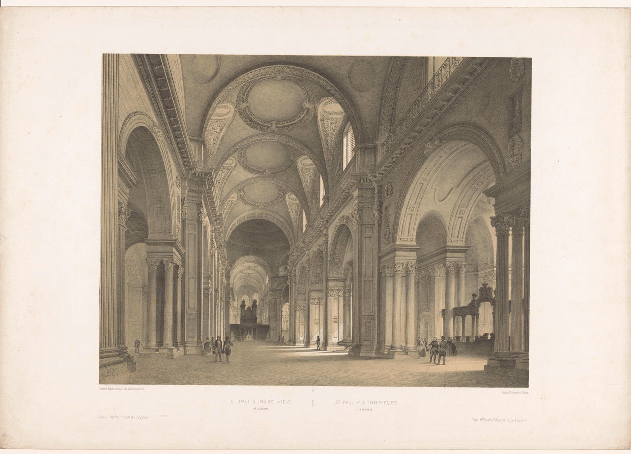 Pyhän Paavalin katedraalin sisustus Lontoossa St. Paulin sisäkuva Lontoossa / St. Paul vue intérieure à Londres (otsikko esineessä) Englanti, Irlanti ja Skotlanti (sarjan nimi) Englanti, Irlanti ja Skotlanti (sarjan nimi) tekijältä Louis Jules Arnout