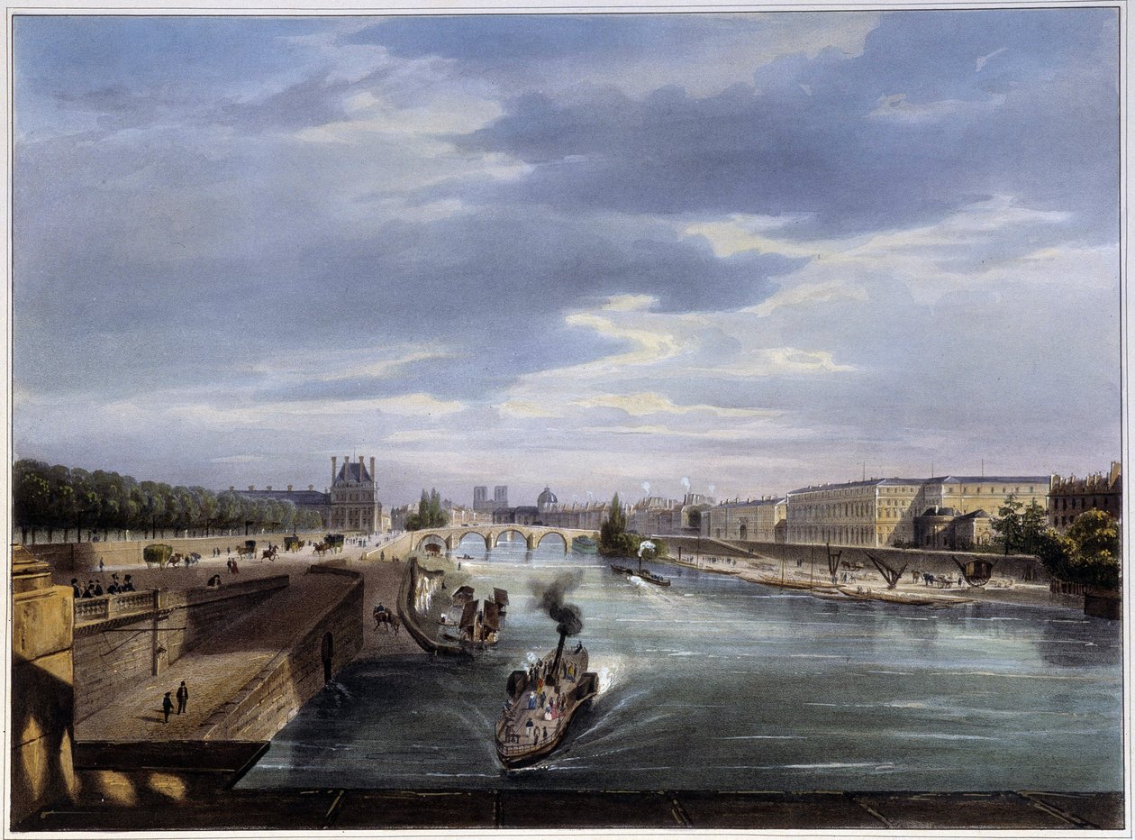 Le pont Royal - "Pariisissa vuonna 1837" lähellä Arnoutia tekijältä Louis Jules Arnout