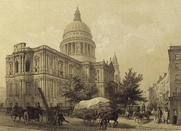 Pyhän Paavalin katedraali, n. 1855 (litho) tekijältä Louis Jules Arnout