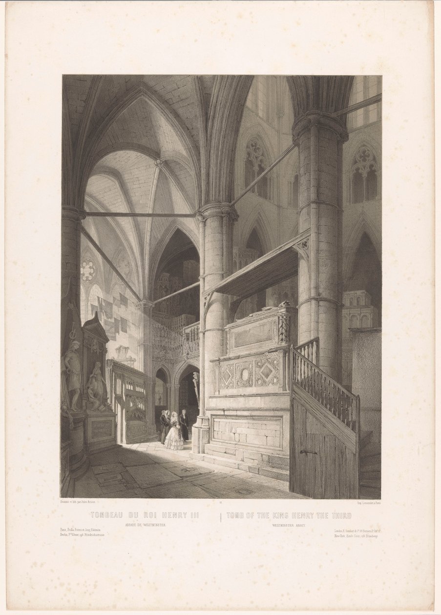 Englannin kuninkaan Henrik III:n hauta Westminster Abbeyssa Tombeau du roi Henry III, abbaye de Westminster / Kuningas Henrik Kolmannen hauta, Westminster Abbey (otsikko esineessä) Englanti, Irlanti ja Skotlanti (sarjan nimi) Englanti, Irlanti ja Skotlanti tekijältä Louis Jules Arnout