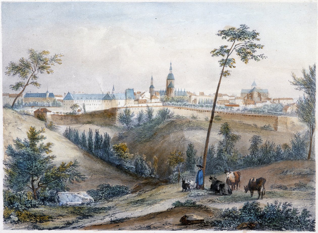 Bouvier Bretonin maaseudulla (Dinan kaukana) - Jacottetin ja Benoistin litografia tekijältä Louis Julien Jacottet