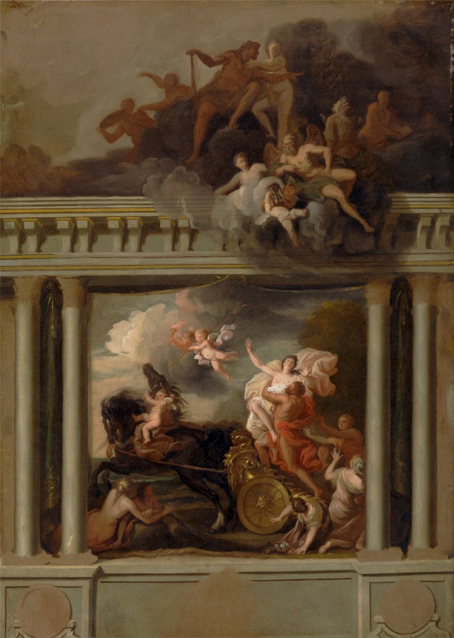 The Rape of Proserpine, Devonshire House, Lontoo, portaikon suunnitelma. tekijältä Louis Laguerre