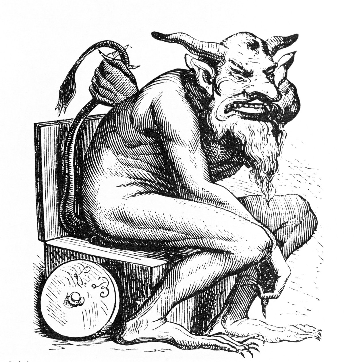 Paholaisen Belphagorin (Belhegorin) esitys Collin de Plancyn Infernal Dictionarysta. Kaiverrus L. Breton. Pariisi tekijältä Louis Le Breton