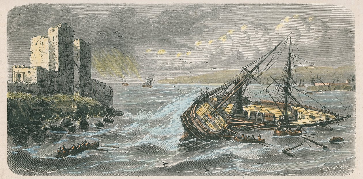 Jourdainin uppoaminen Beirutissa vuonna 1863 M. Mourguevillen valokuvan jälkeen tekijältä Louis Le Breton