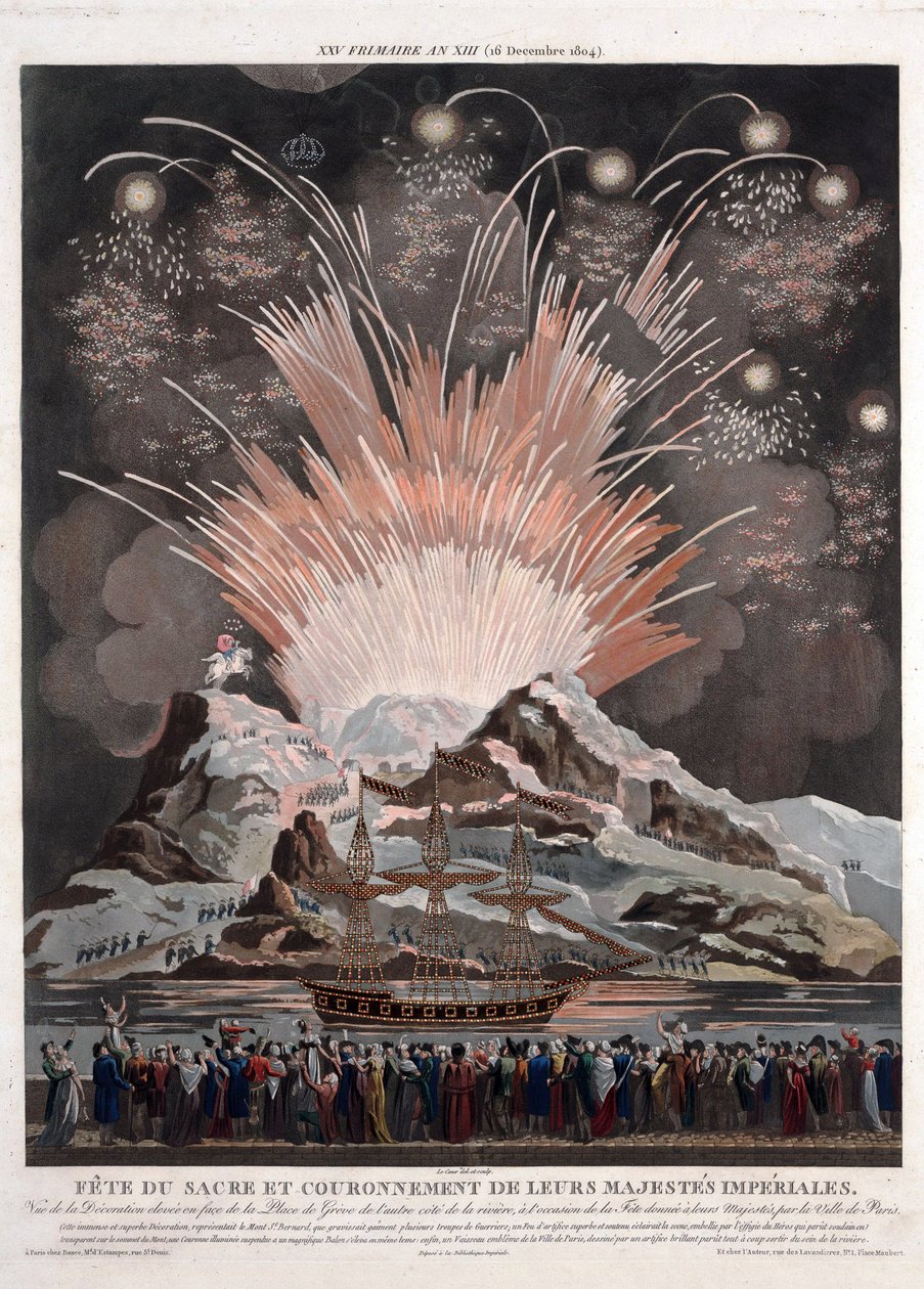 Napoleonin kruunajaisten juhlat - Le Coeur, Louis (toimii noin 1800) - 1806 - Akvatinta - 54,3x42,4 - Yksityiskokoelma tekijältä Louis Le Coeur