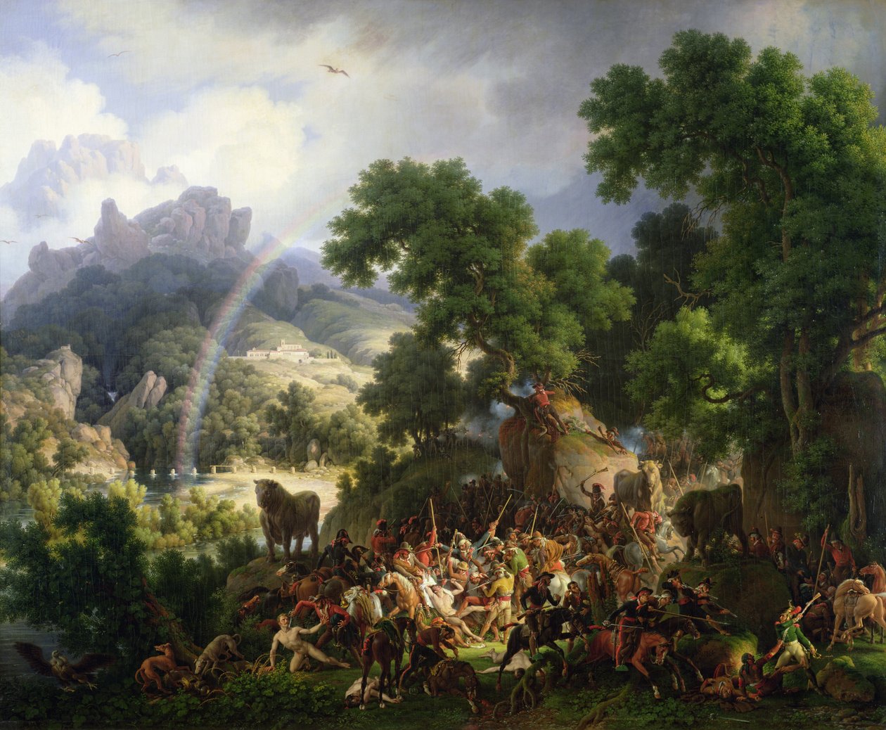 Kenraali Lejeune. Espanjan sissijoukot vangitsivat ja riisuivat alasti, Don Juan Padalea ("El Medico") pelastaa hänet, 1815 tekijältä Louis Lejeune