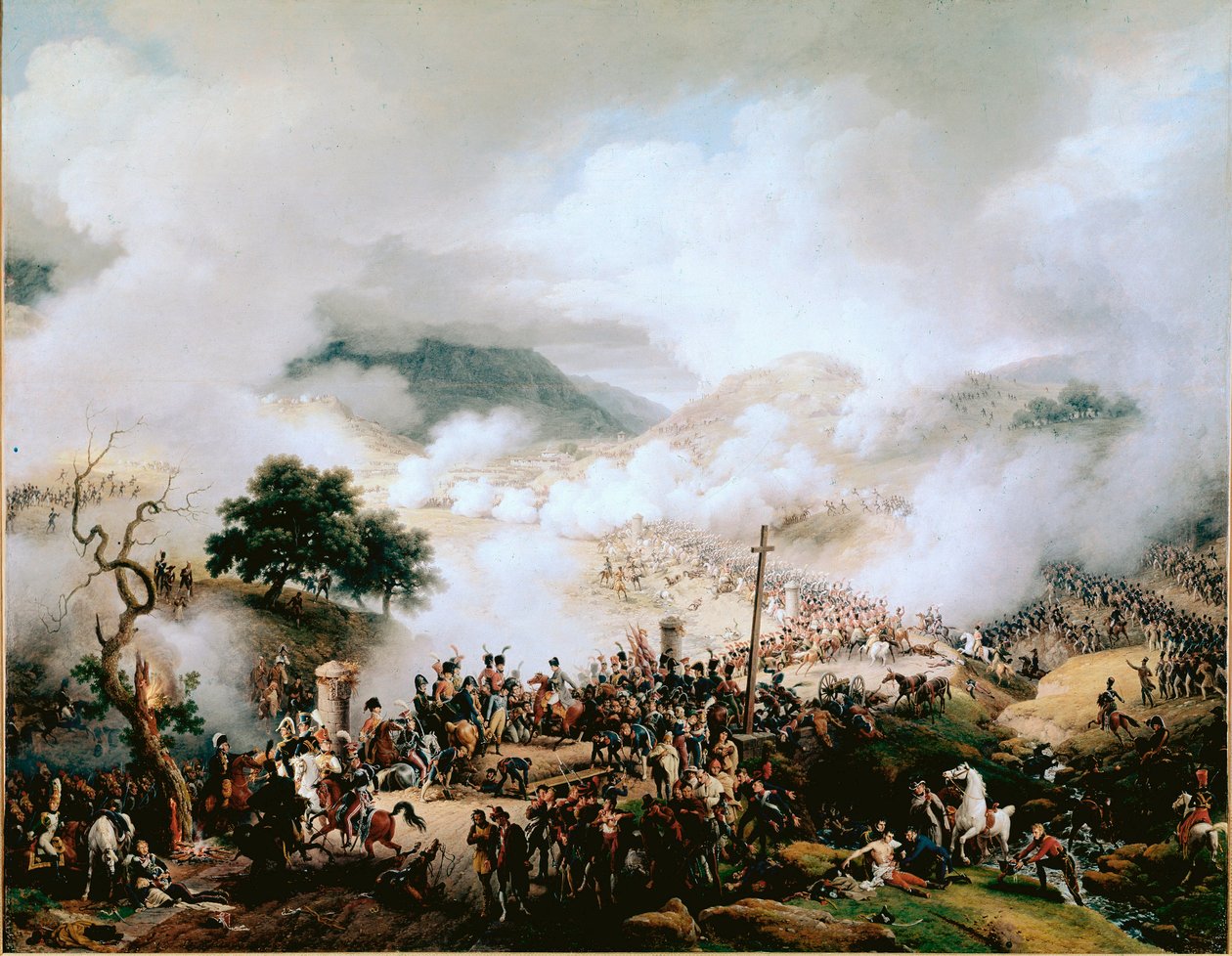 Napoleonin sodat (Espanjan sota): "" Somosierran taistelu, 30.11.1808"" Louis Francois Lejeunen (1778-1848) maalaus 1810 Versailles, linnan museo tekijältä Louis Lejeune