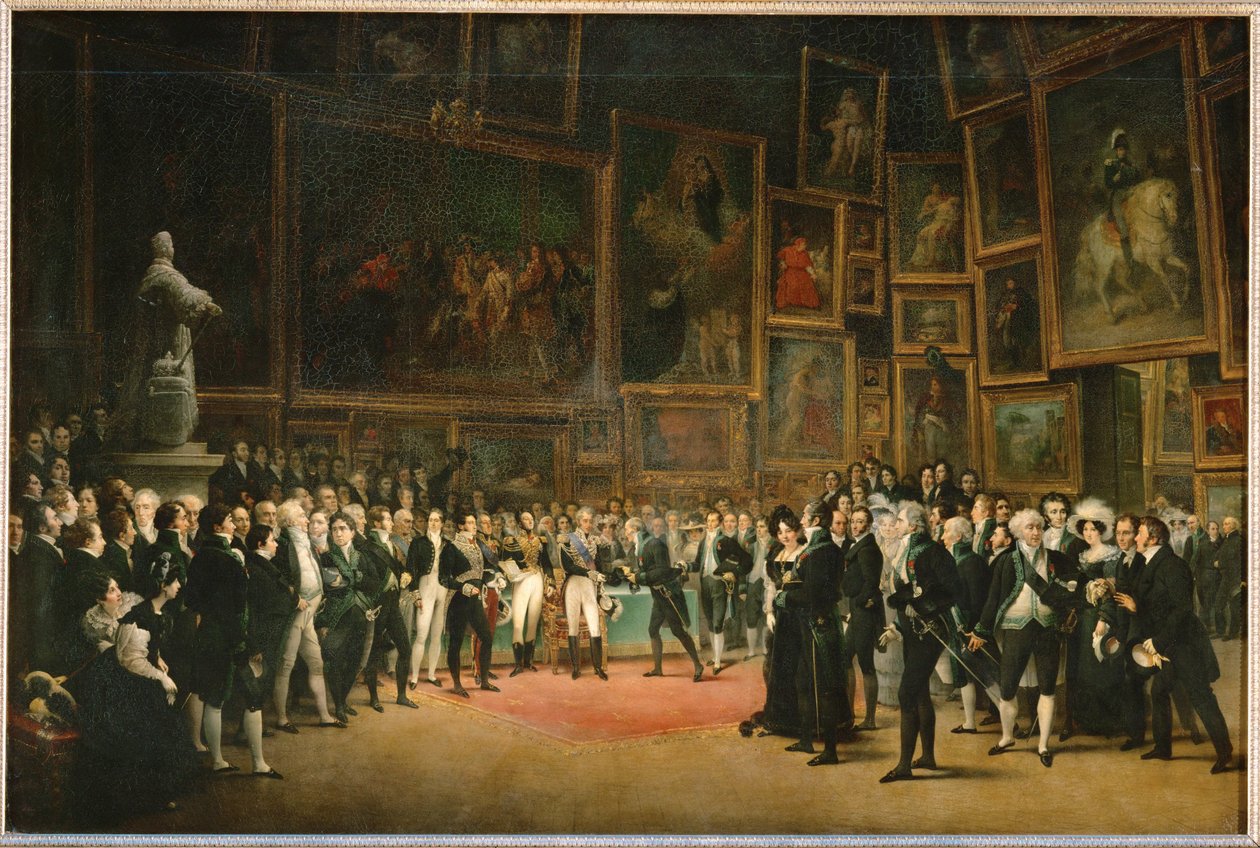 Vuoden 1824 salongin päättyessä kuningas Kaarle X .... tekijältä Louis Leopold Boilly