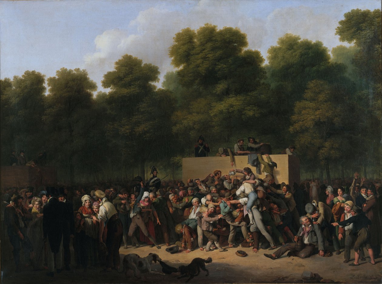 Viinin ja ruoan jakelu Champs-Elysées