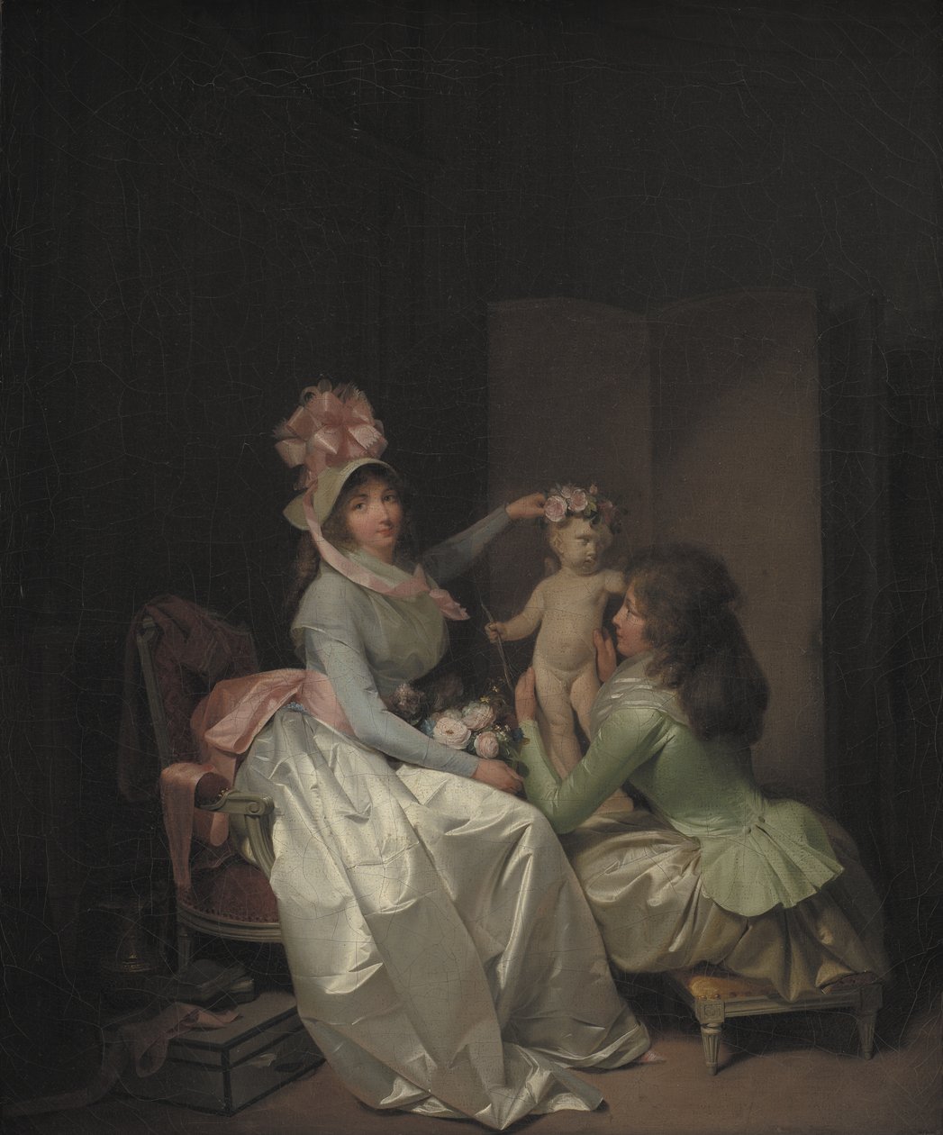 Cupidon patsaan seppeleen tekeminen tekijältä Louis Leopold Boilly
