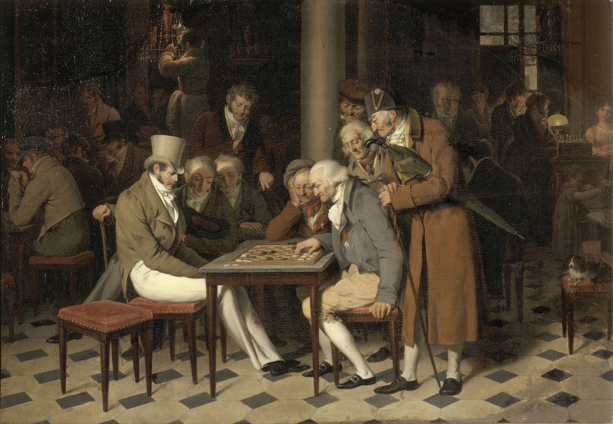 Kahvilan La partie de dames sisustus Lamblin-kahvilassa Palais-Royalissa tekijältä Louis Leopold Boilly