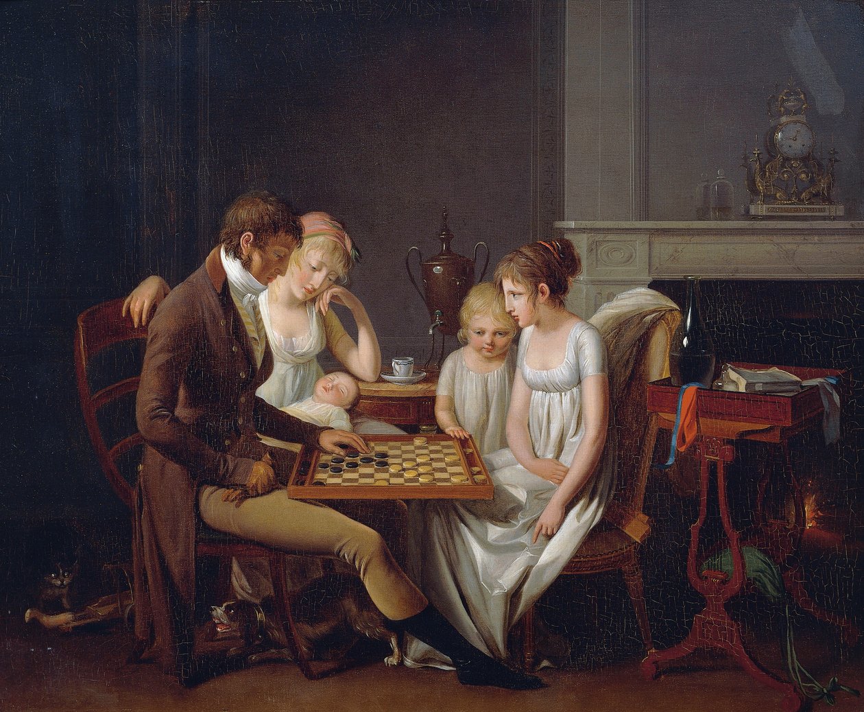 Maalaus perhepelistä tammi, n. 1803, Louis Leopold Boilly (1761-1845), öljy kankaalle, Ranska tekijältä Louis Leopold Boilly