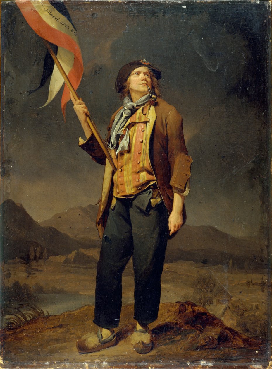 Laulaja Simon Chenardin (1758-1832) muotokuva sanskulotin asussa, lipunkantajana Savoijin vapauden kunniaksi järjestetyssä juhlassa 14. lokakuuta 1792 tekijältä Louis Leopold Boilly
