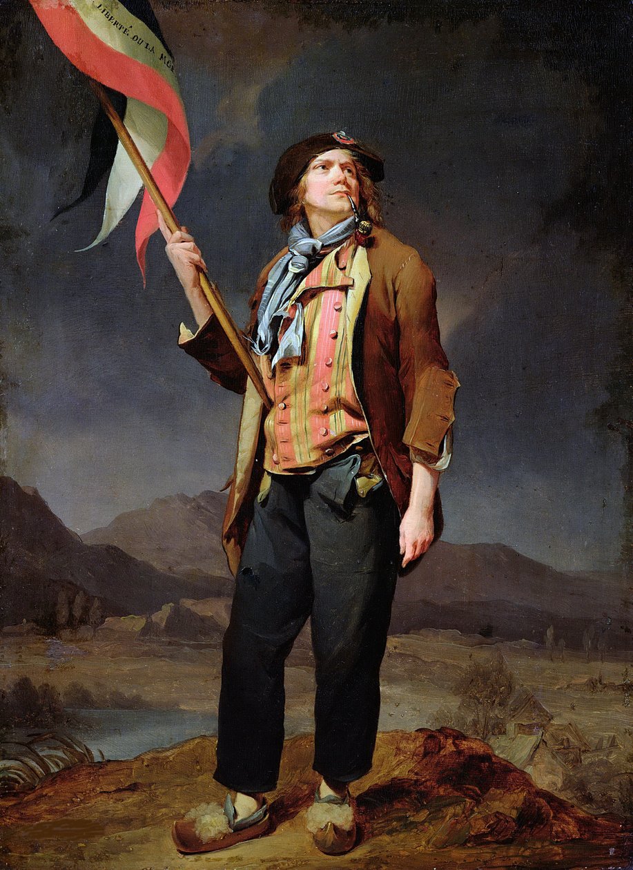 Muotokuva laulaja Simon Chenardista (1758-1832) sans culotte -asussa lippua kantavassa Savoy Freedom Dayssa 14. lokakuuta 1792"" Louis Leopold Boillyn (1761-1845) maalaus. 1792. Koko 0,33x0,22 m. Pariisi, Carnavalet-museo tekijältä Louis Leopold Boilly