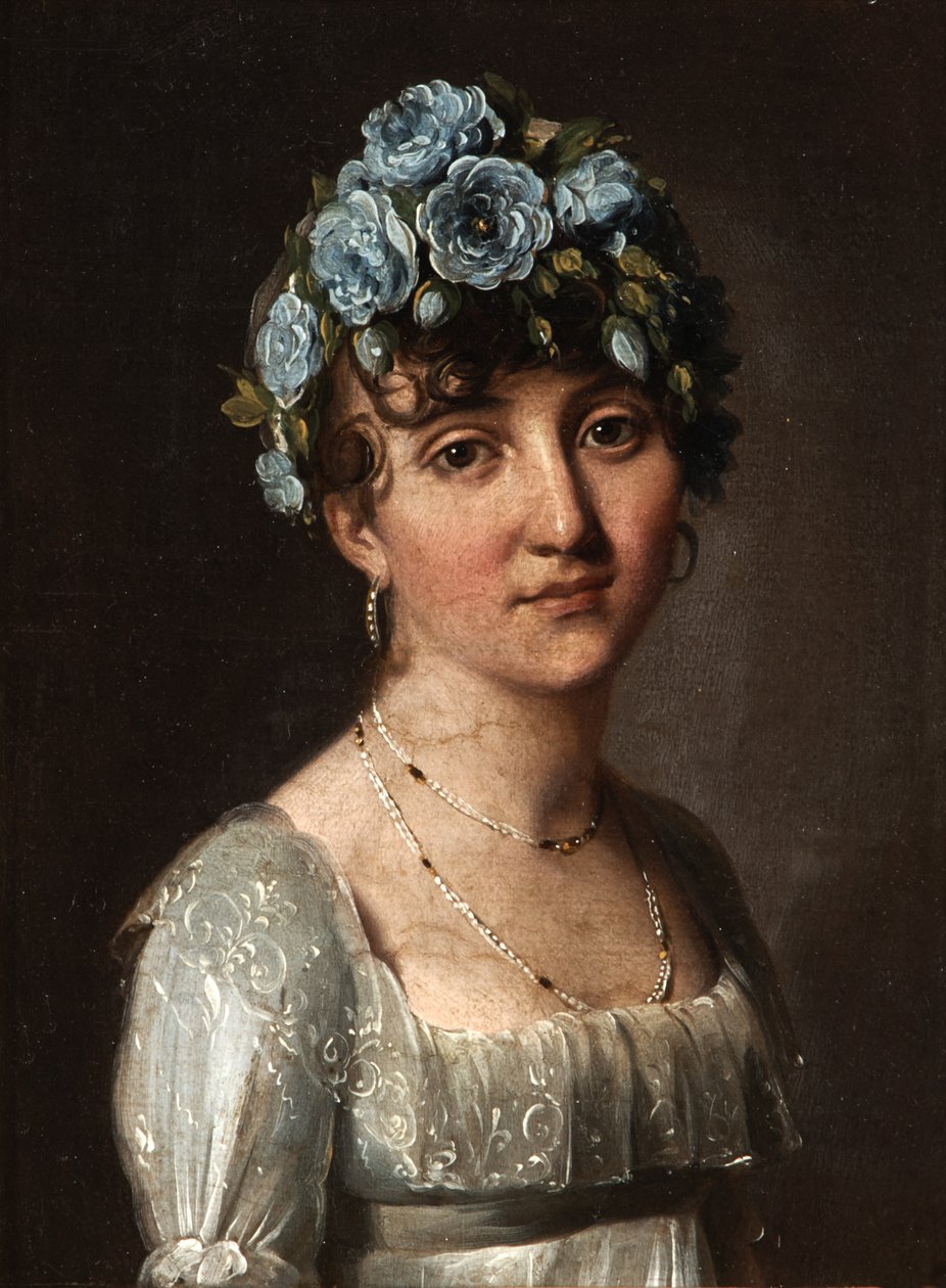 Paronitar Mesgrignyn, syntyjään Berthelot de Rambuteau, muotokuva (nuoren naisen muotokuva sinisten kukkien kanssa) tekijältä Louis Leopold Boilly