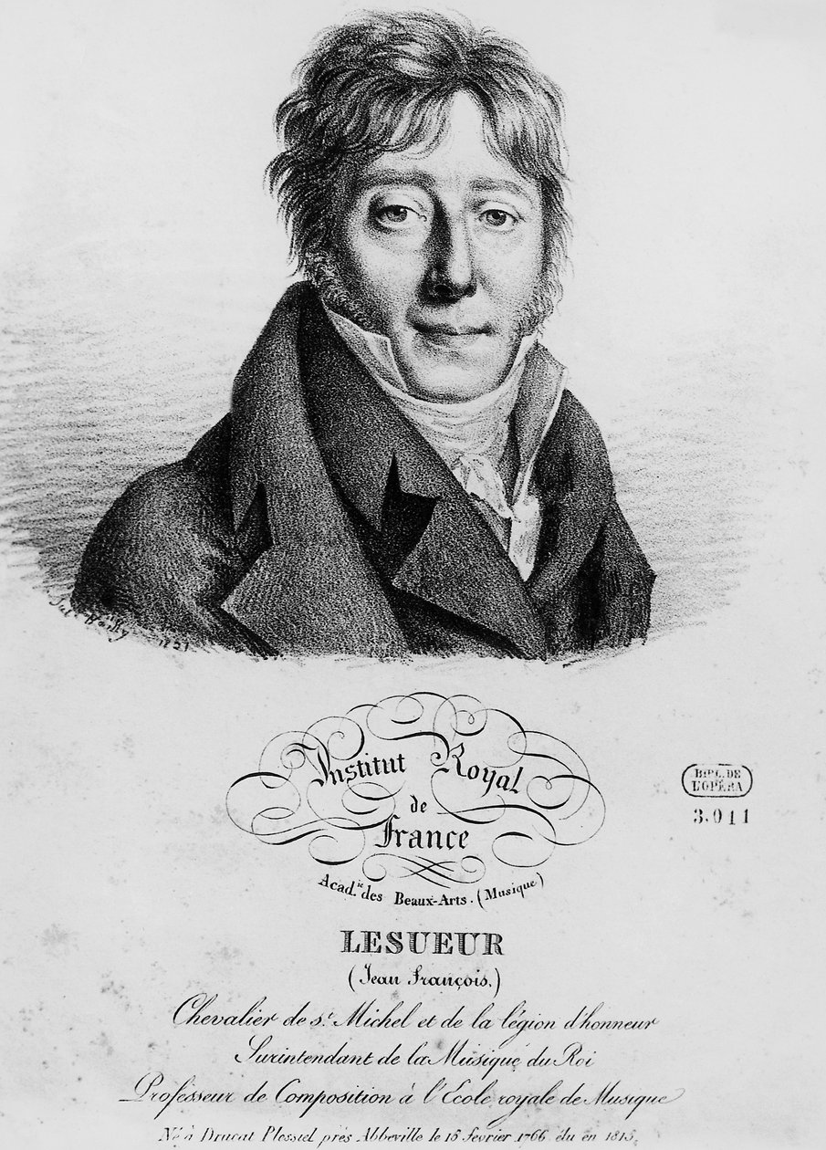 Muotokuva ranskalaisesta säveltäjästä Jean-Francois Lesueur (1760-1837), kaiverrus Louis-Leopold Boilly (1761-1845) tekijältä Louis Leopold Boilly