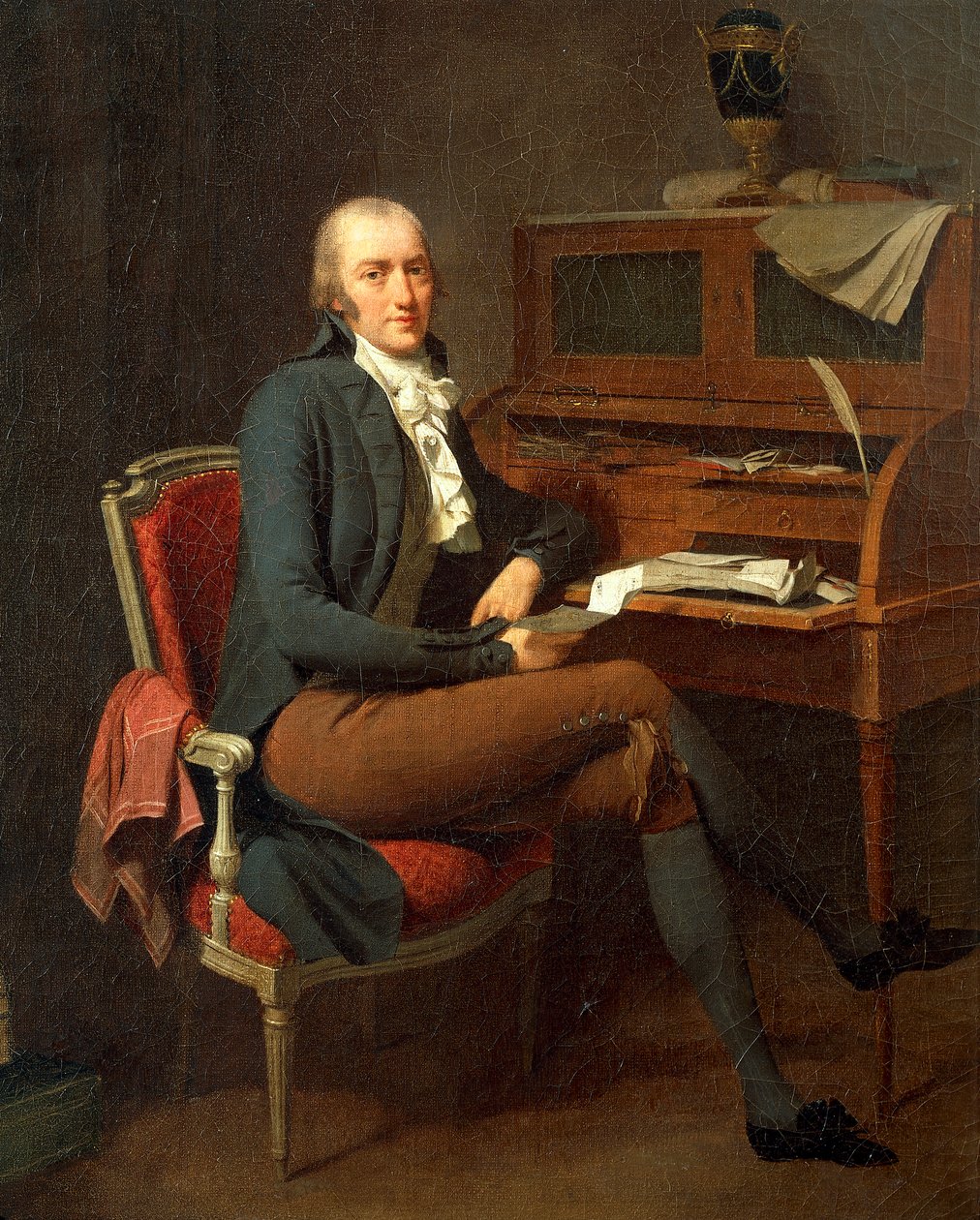 Muotokuva miehestä istumassa pöytänsä ääressä, Louis Leopold Boilly tekijältä Louis Leopold Boilly