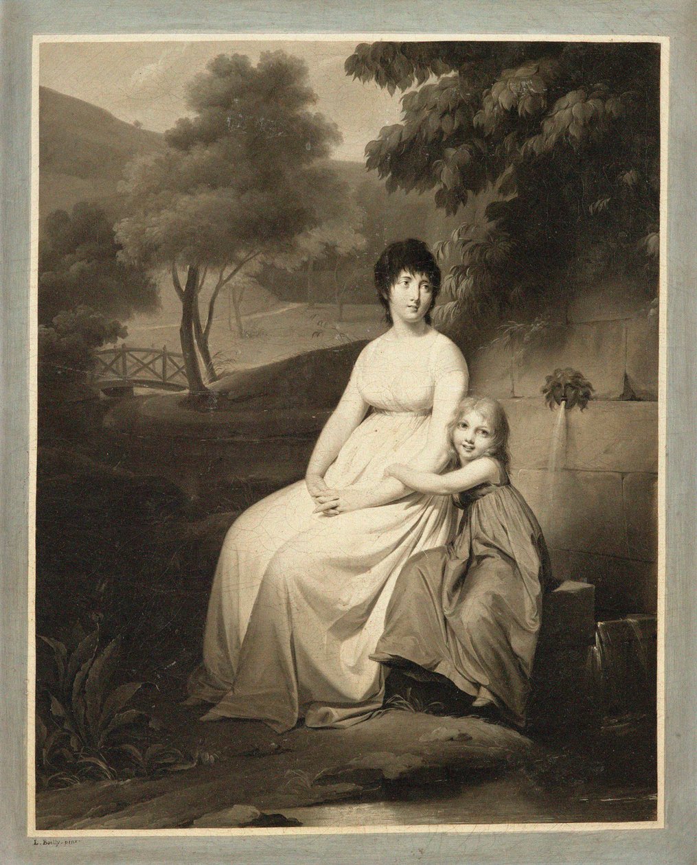 Muotokuva Thérésa Tallienista ja hänen tyttärestään puistossa tekijältä Louis Leopold Boilly