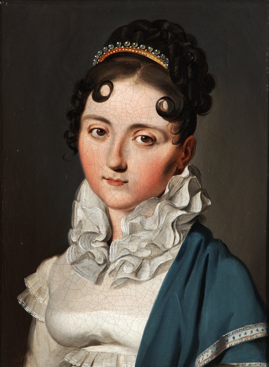 Nuoren naisen muotokuva, vihreä hartiahuivi tekijältä Louis Leopold Boilly