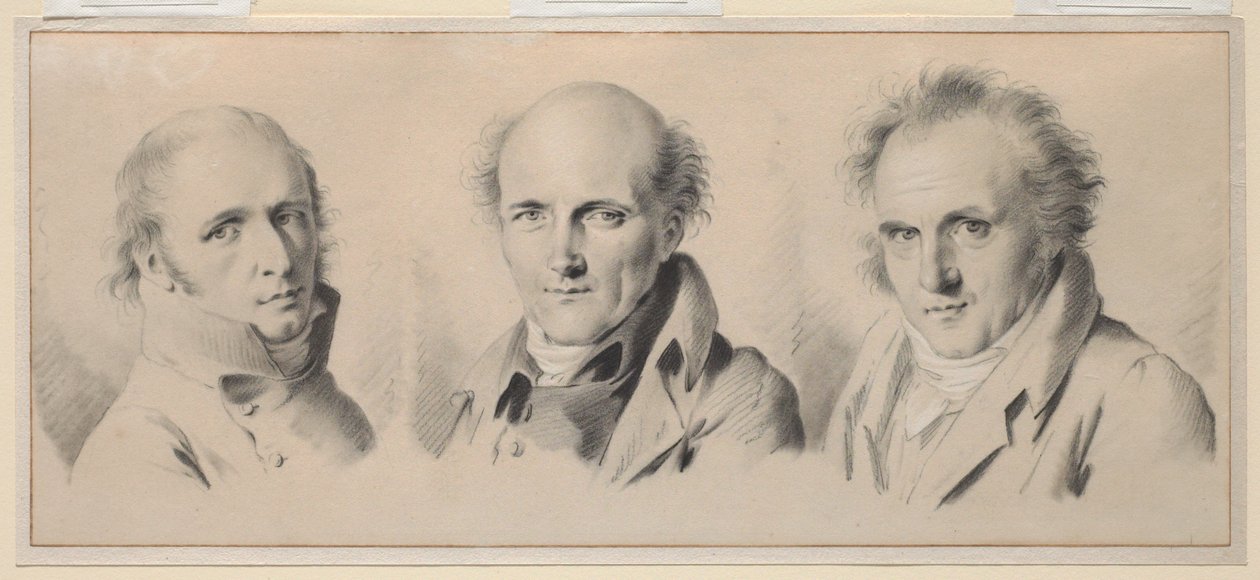 Charles Percierin, Pierre-François-Léonard Fontainen ja Claude-Louis Bernierin muotokuvat tekijältä Louis Leopold Boilly