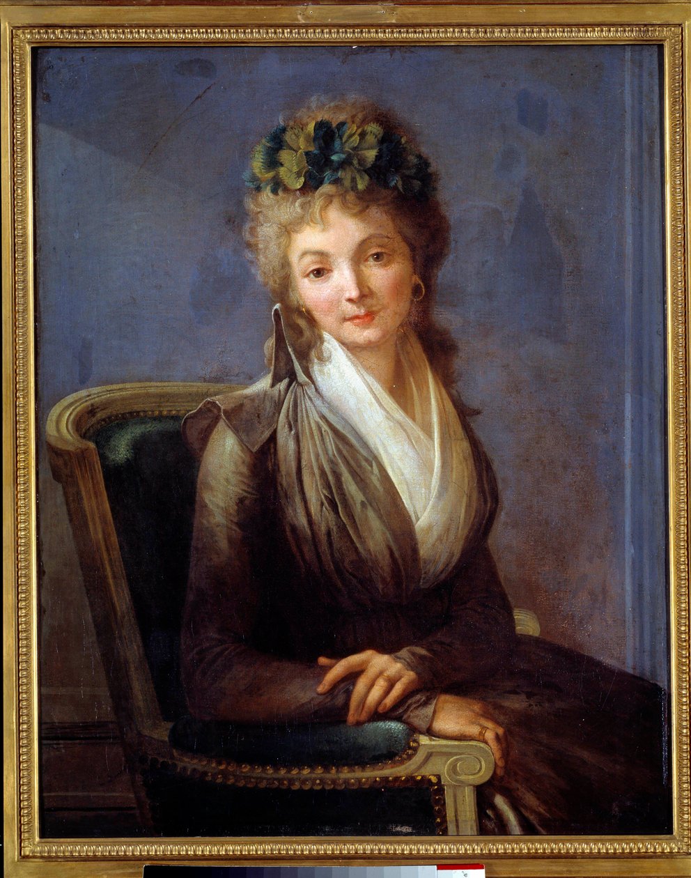 Lucile Desmoulinsin (s. Anne-Louise Duplessis-Larison) oletettu muotokuva (1771-1794) Louis Leopold Boillyn (1761-1845) maalaus. 1700-luvulla. Koko 0,85 x 0,67 m Pariisi, Carnavalet Museum tekijältä Louis Leopold Boilly