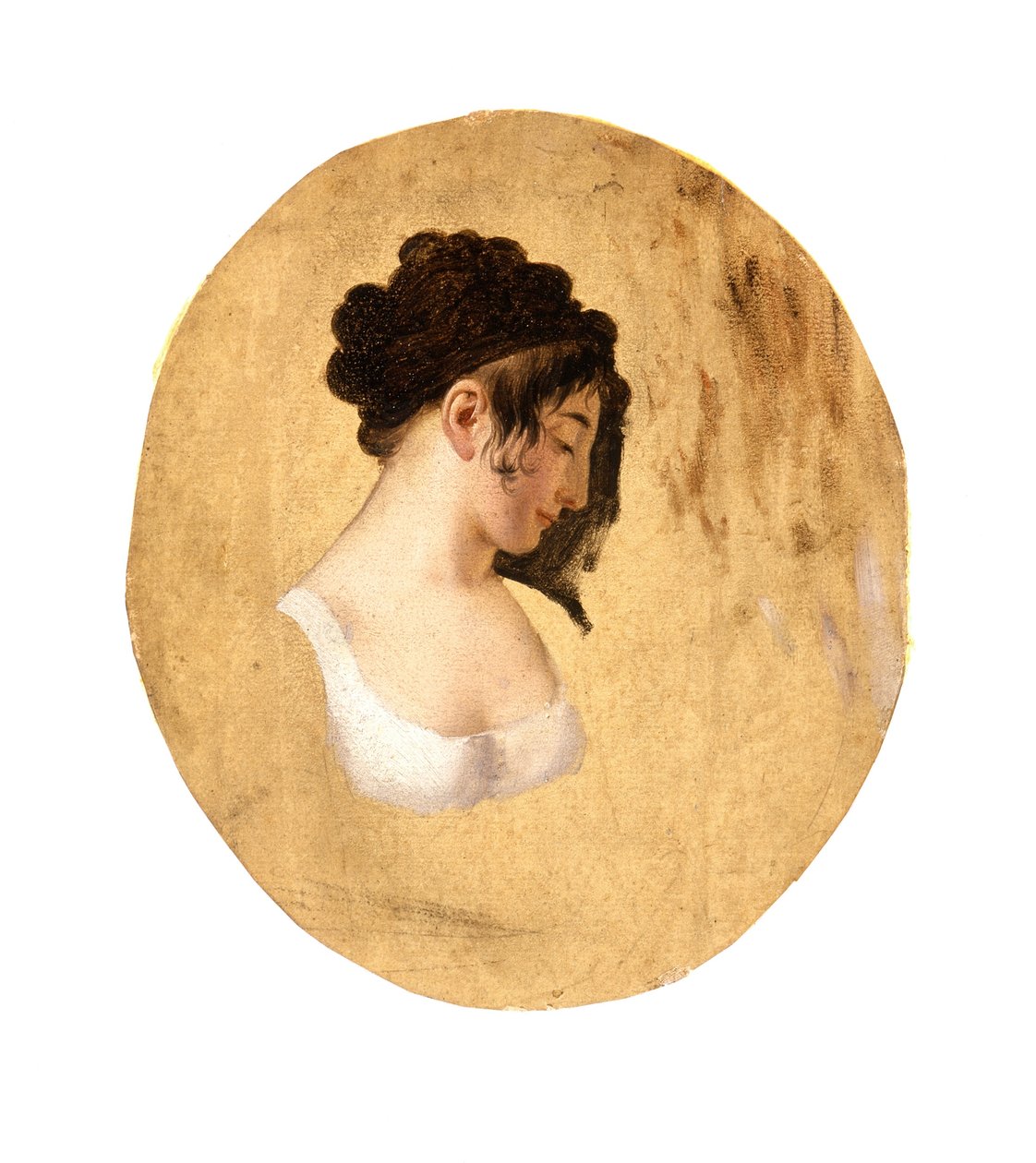 Nuoren naisen pään profiili, noin 1794 (öljy paperille kankaalle). tekijältä Louis Leopold Boilly