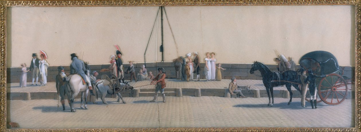Kuninkaallinen silta, noin 1800 (öljy lasille) tekijältä Louis Leopold Boilly