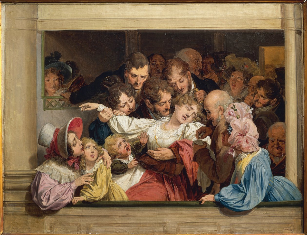 Lavalla ilmaisen viihteen päivänä: melodraaman vaikutus, Louis Leopold Boilly, öljy kankaalle tekijältä Louis Leopold Boilly