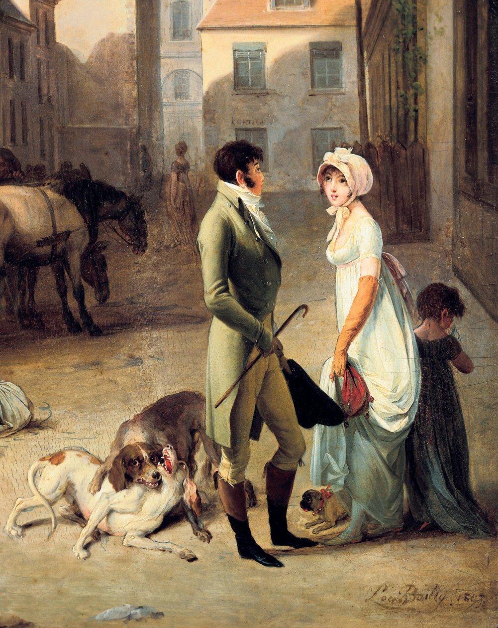 Lavavalmentajan saapuminen terminaaliin, yksityiskohta tekijältä Louis Leopold Boilly