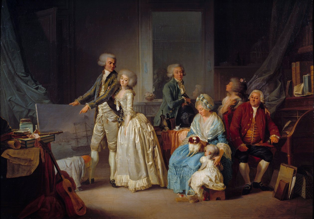 Louis Leopold Boillyn (1761-1845) Gohin-perheen maalaus 1787 Pariisi, koristetaide tekijältä Louis Leopold Boilly
